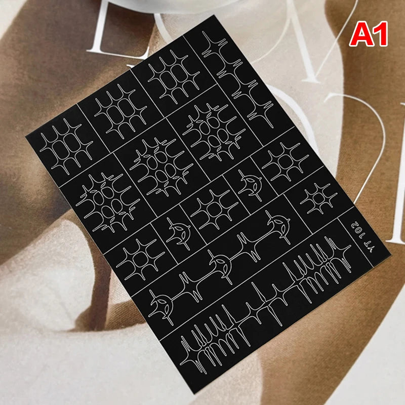 1 Sheet Nail Airbrush Stencil Stars Moon Fishbone Pattern Hollow French Manicure Sticker Templates for Nail Art Peaceful Pleasures Health and Wellness A1