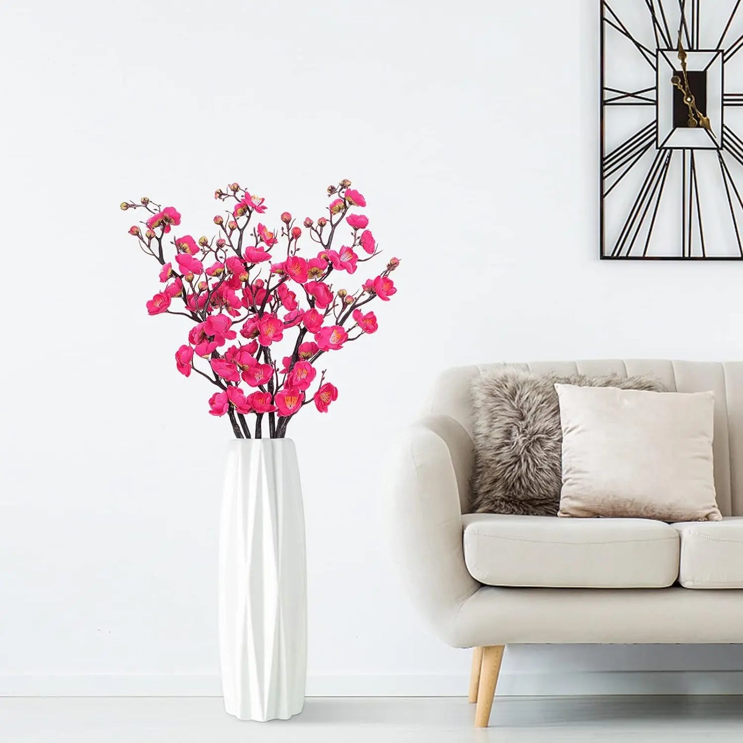 Silk Plum Blossom Peach Branch Artificial Flowers – Home Decor