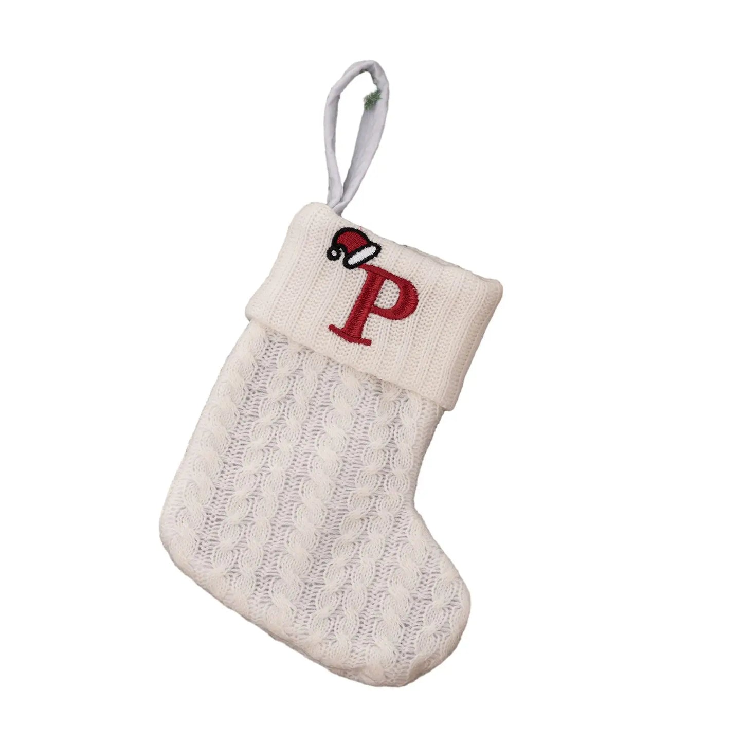 Knitted Christmas Stocking with Hanging Rope | Kids Candy Bag