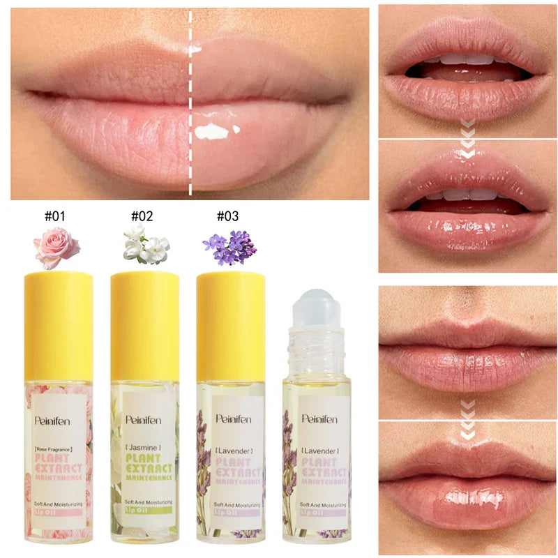 PEINIFEN Plant Essence Lip Oil 3-Pack – Rose, Jasmine & Lavender