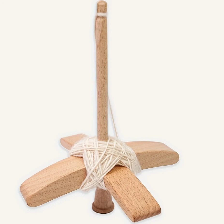 Detachable Cross-Shaped Turkish Wooden Spindle Set Hand-Spinning Yarn Kit with 50g Wool Roving & Yarn Gauge Beginner-Friendly Peaceful Pleasures Health and Wellness spindle