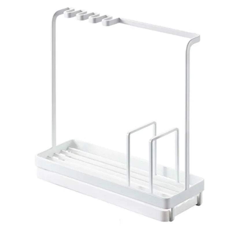 Kitchen Sink Organizer Rack | Sponge Holder with Drain Tray