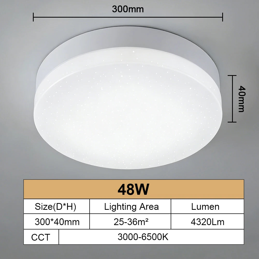 RUNTOIN Ultrathin Crystal LED Ceiling Light | Modern Square & Round