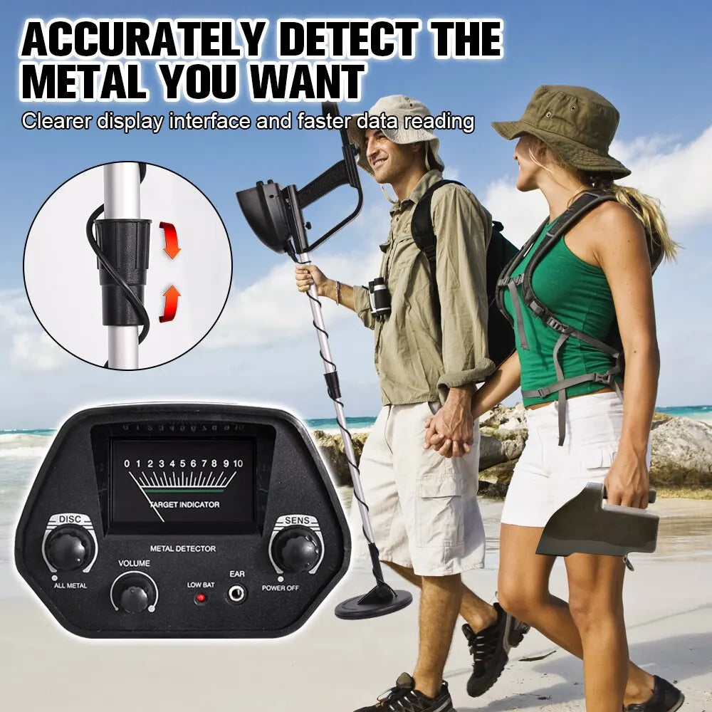 MD-4030 Metal Detector Underground Gold Detector Outdoor Gold Digger Length Adjustable Treasure Hunter Seeker Portable Detector Peaceful Pleasures Health and Wellness