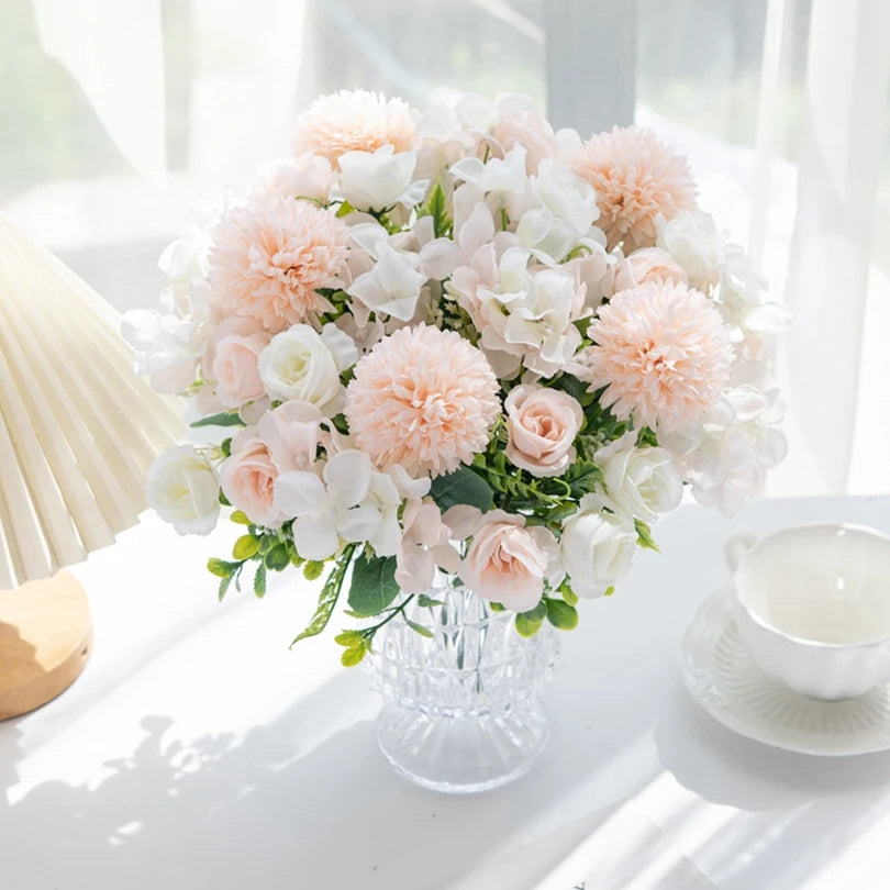 Silk Rose & Chrysanthemum Artificial Bridal Bouquet | Wedding Décor
