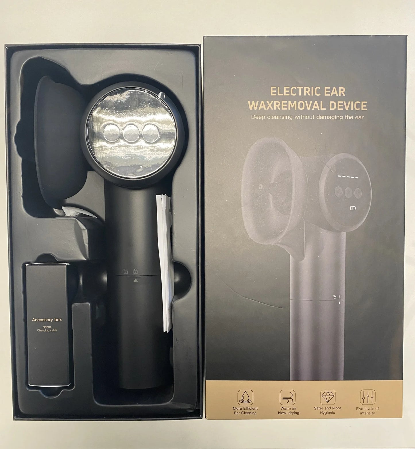Electric Ear Wax Removal Tool – 2-in-1 Irrigator & Dryer Ear Cleaning Device Peaceful Pleasures Health and Wellness black