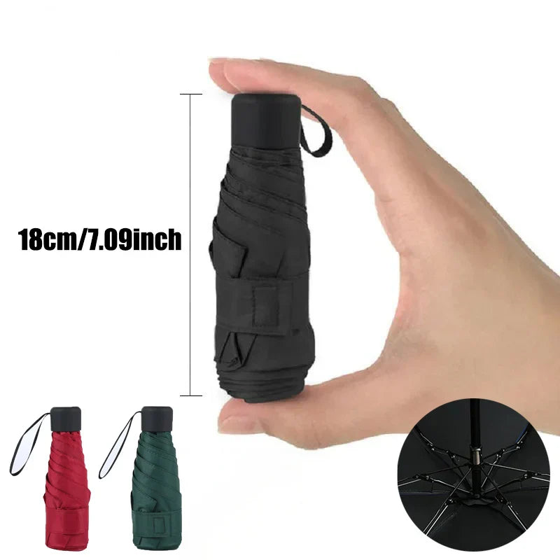 Mini Ultralight Pocket Umbrella – UV & Windproof, 5-Fold