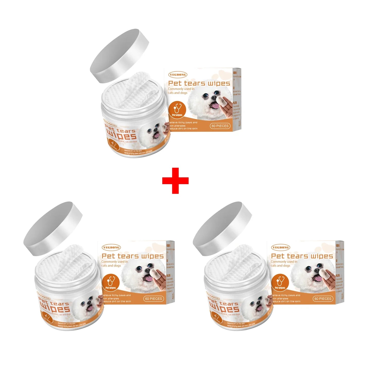 Pet Eye Wipes – Tear Stain Remover for Dogs & Cats 60 Pads
