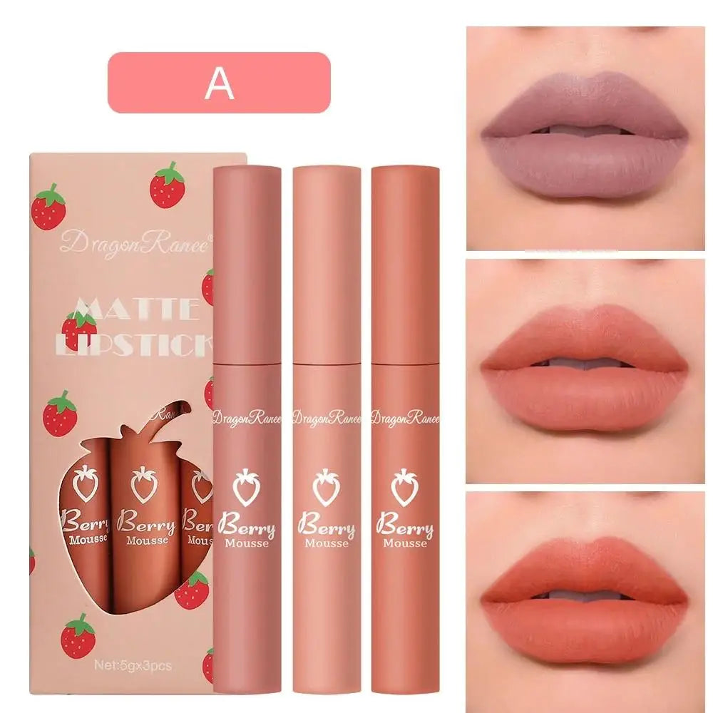 Dragon Ranee 3-Piece Velvet Matte Lip Gloss Set – Long-Lasting