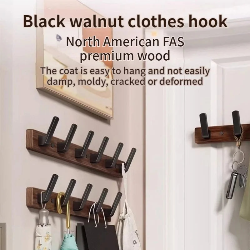 Black Walnut Wood Wall Hook | Entryway Coat & Clothes Hook