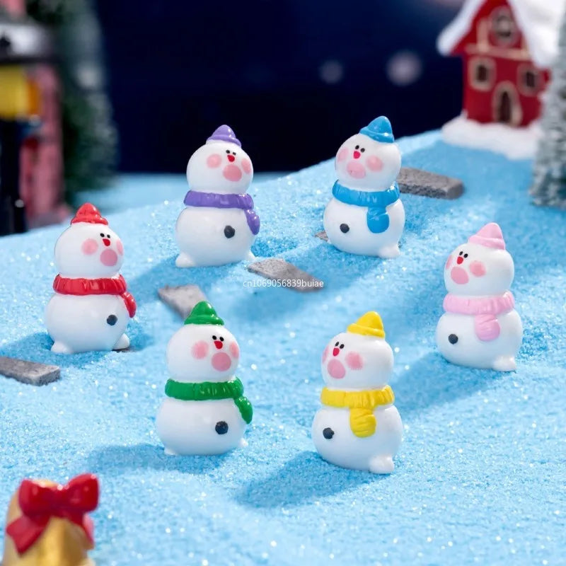 1PCS Mini Christmas Snowman Figurine Cartoon Snow Rabbit Micro Landscape Ornament Fairy Garden Home Decoration Accessories Peaceful Pleasures Health and Wellness