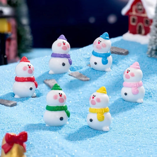 1PCS Mini Christmas Snowman Figurine Cartoon Snow Rabbit Micro Landscape Ornament Fairy Garden Home Decoration Accessories Peaceful Pleasures Health and Wellness