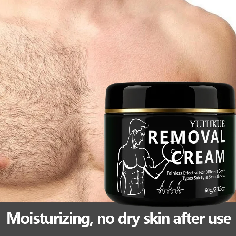 YUITIKUE Men's Hair Removal Cream – Mild Painless Formula 60g Men's Hair Removal Cream Peaceful Pleasures Health and Wellness