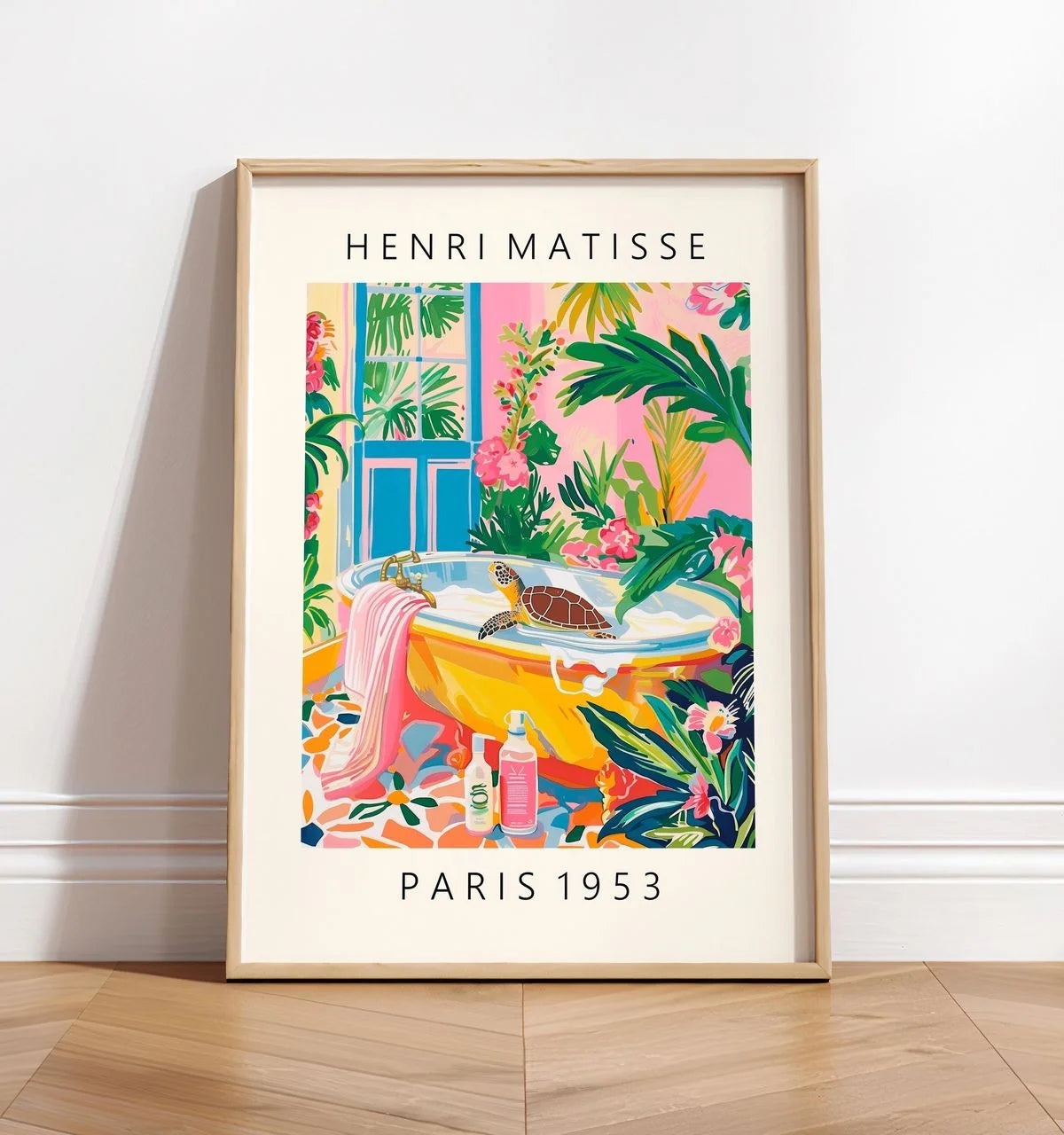 Black cat on toilet, Bathroom wall art, Matisse poster, Funny bathroom decor, Pink tropical decor Peaceful Pleasures Health and Wellness WS5262-7 30x40cm Unframed