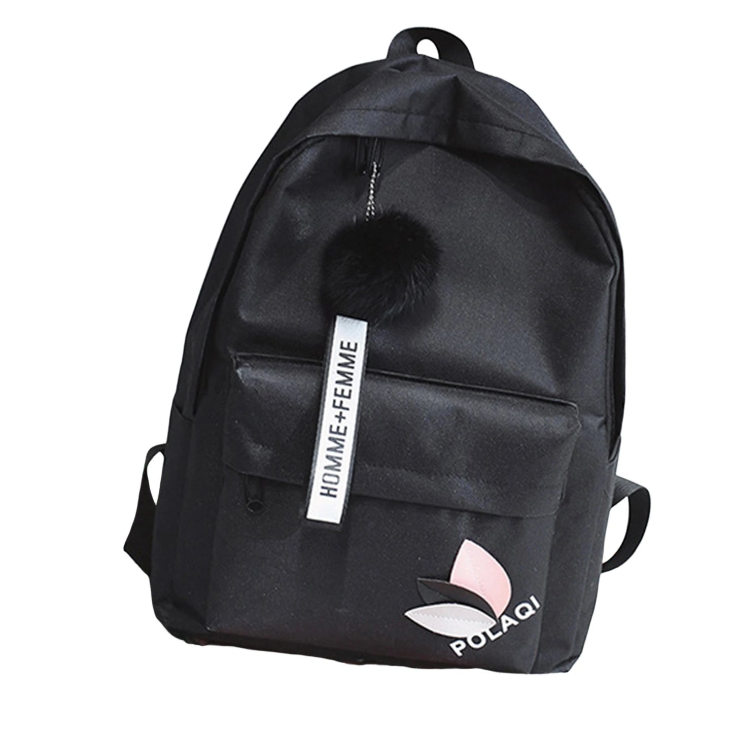 Women's Canvas Backpack for Junior High School Students Triangular Reinforcement Canvas Backpack Waterproof Canvas Backpack Peaceful Pleasures Health and Wellness black