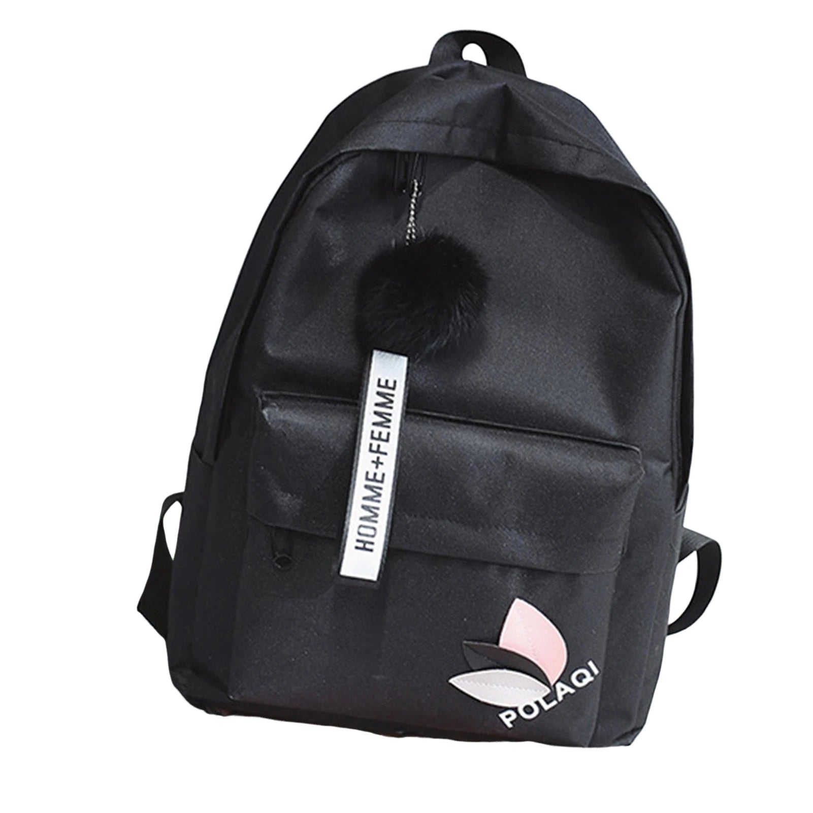 Women's Canvas Backpack for Junior High School Students Triangular Reinforcement Canvas Backpack Waterproof Canvas Backpack Peaceful Pleasures Health and Wellness black