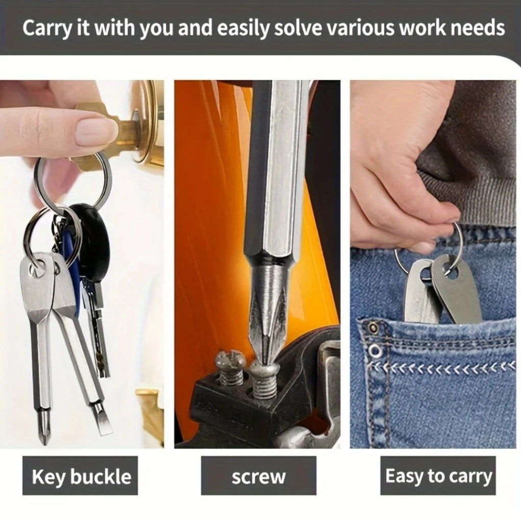 2-Pack Mini Pocket Screwdriver Set | Keychain Phillips Flathead