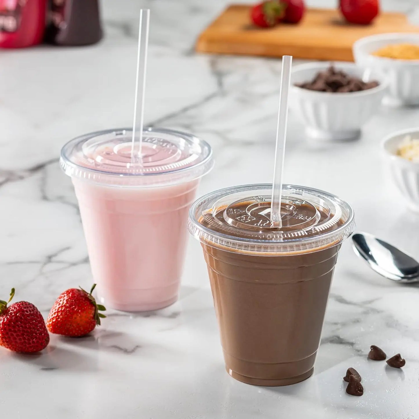 12OZ Clear Plastic Cups with Lids To Go Crystal Clear Disposable Plastic Cups with Straw for Iced Coffee Smoothies Soda Lemonade Peaceful Pleasures Health and Wellness