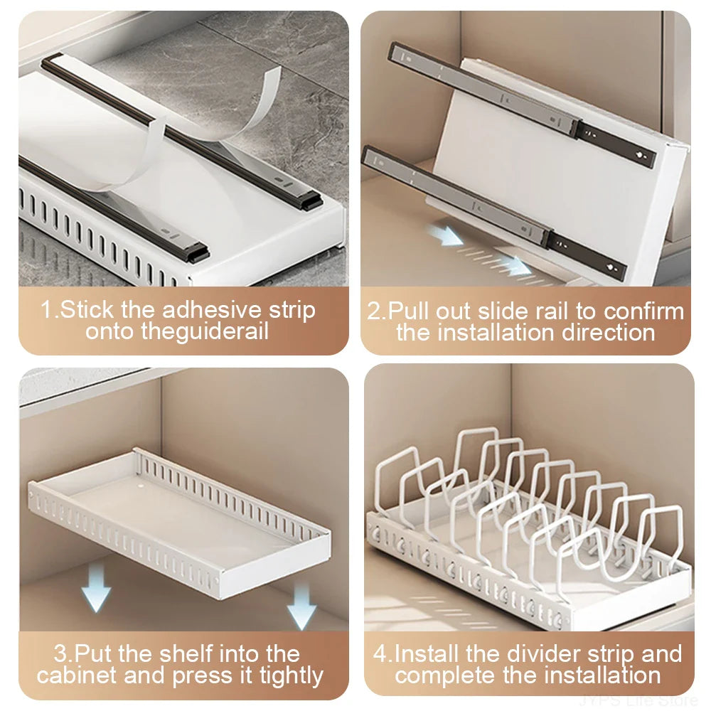 Pull-Out Pots & Pans Organizer | Sliding Cabinet Rack