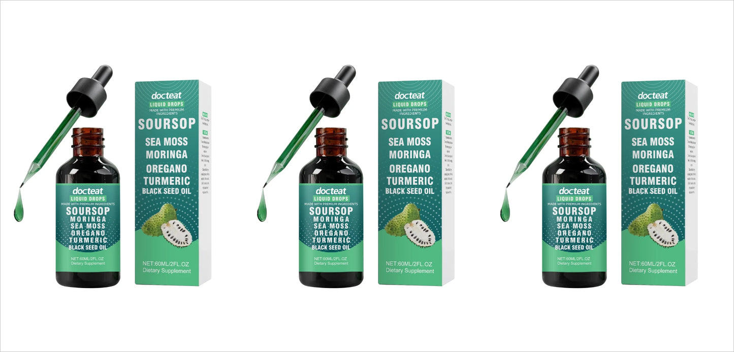Soursop Sea Moss Moringa Turmeric Black Seed Oil Drops 60ml