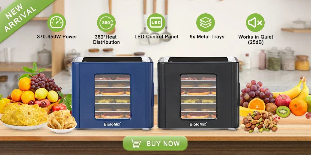 BioloMix Food Dehydrator – 5 BPA-Free Trays, Digital Timer & Temp Control Peaceful Pleasures Health and Wellness