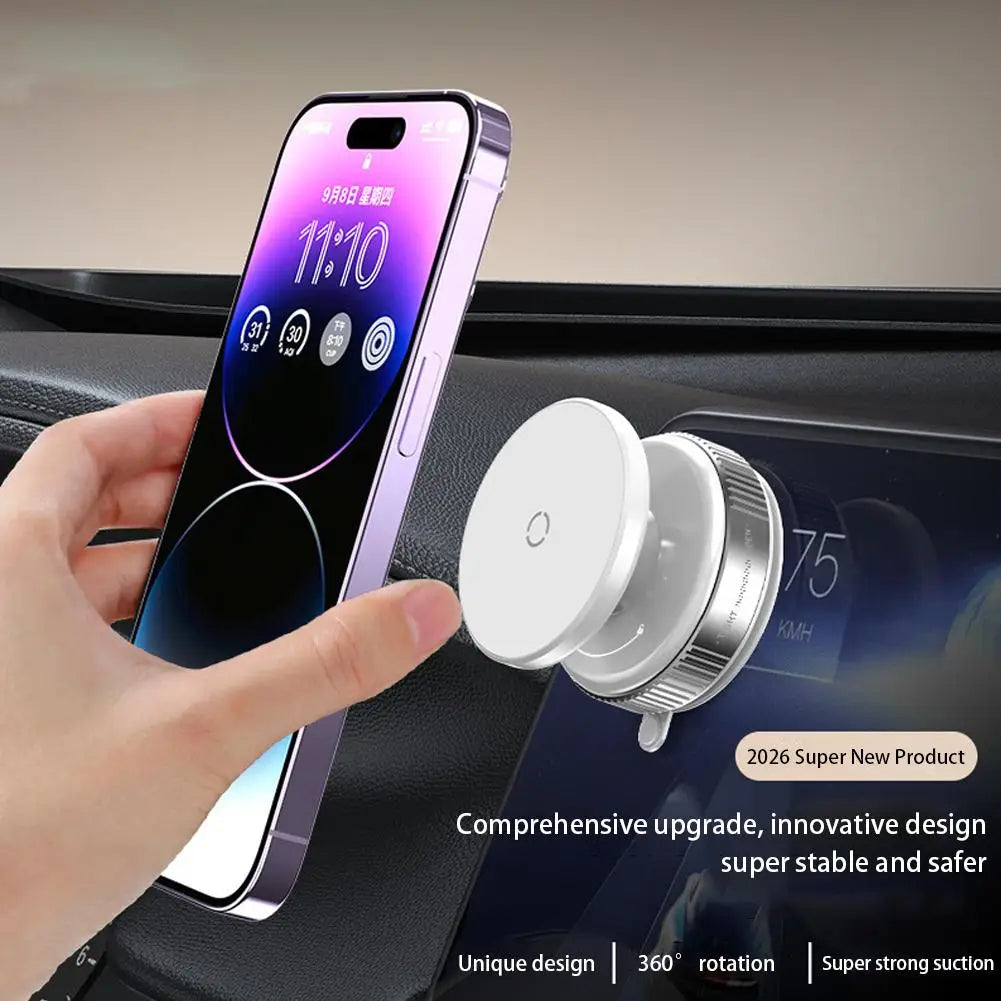 Car Phone Holder, Vacuum Intelligent Car Mount Rotation Magnetic Vacuum Adsorption Suction Cup Bracket Car Peaceful Pleasures Health and Wellness
