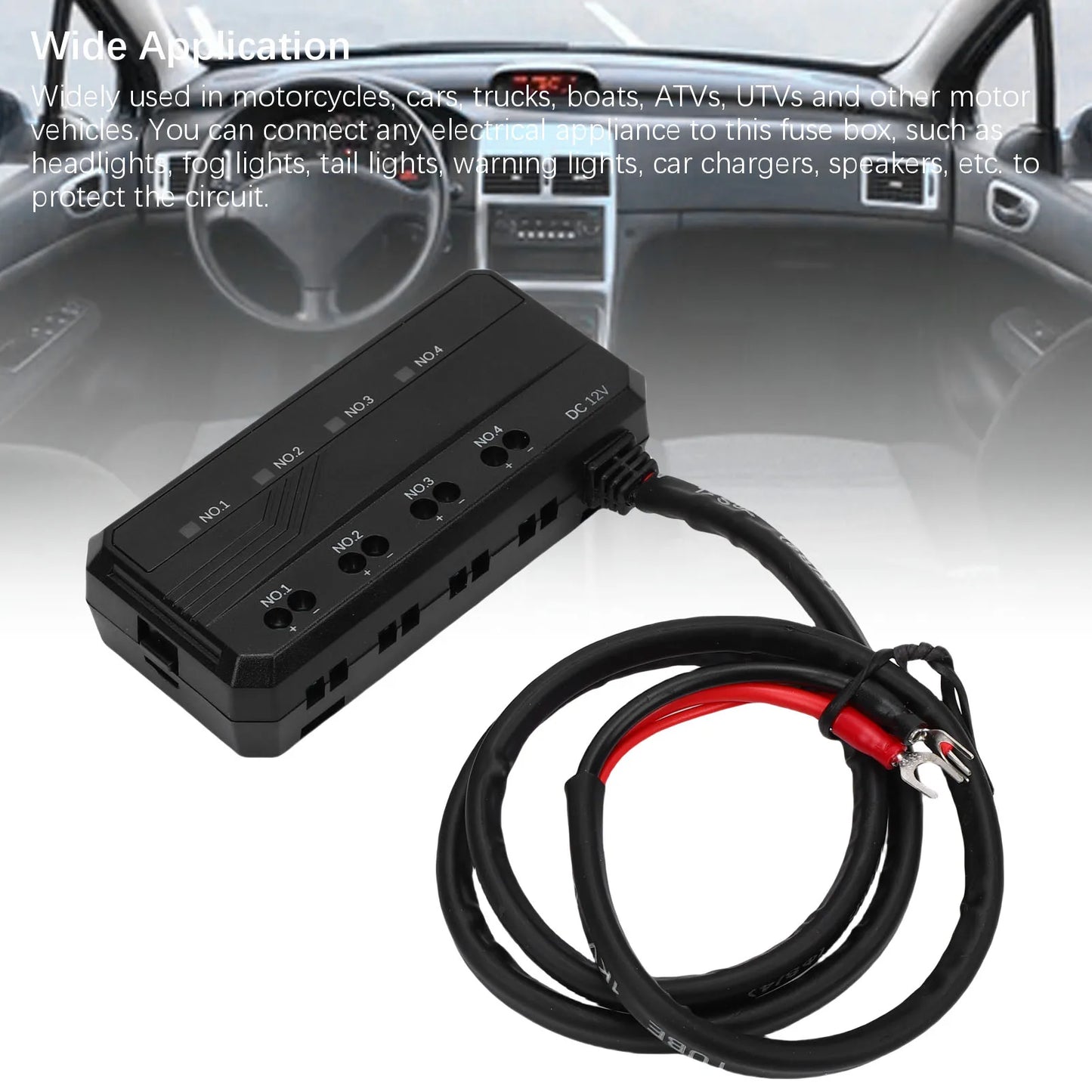 Motorcycle Fuse Box 20A 4-Circuit LED Indicator | Cars ATVs UTVs