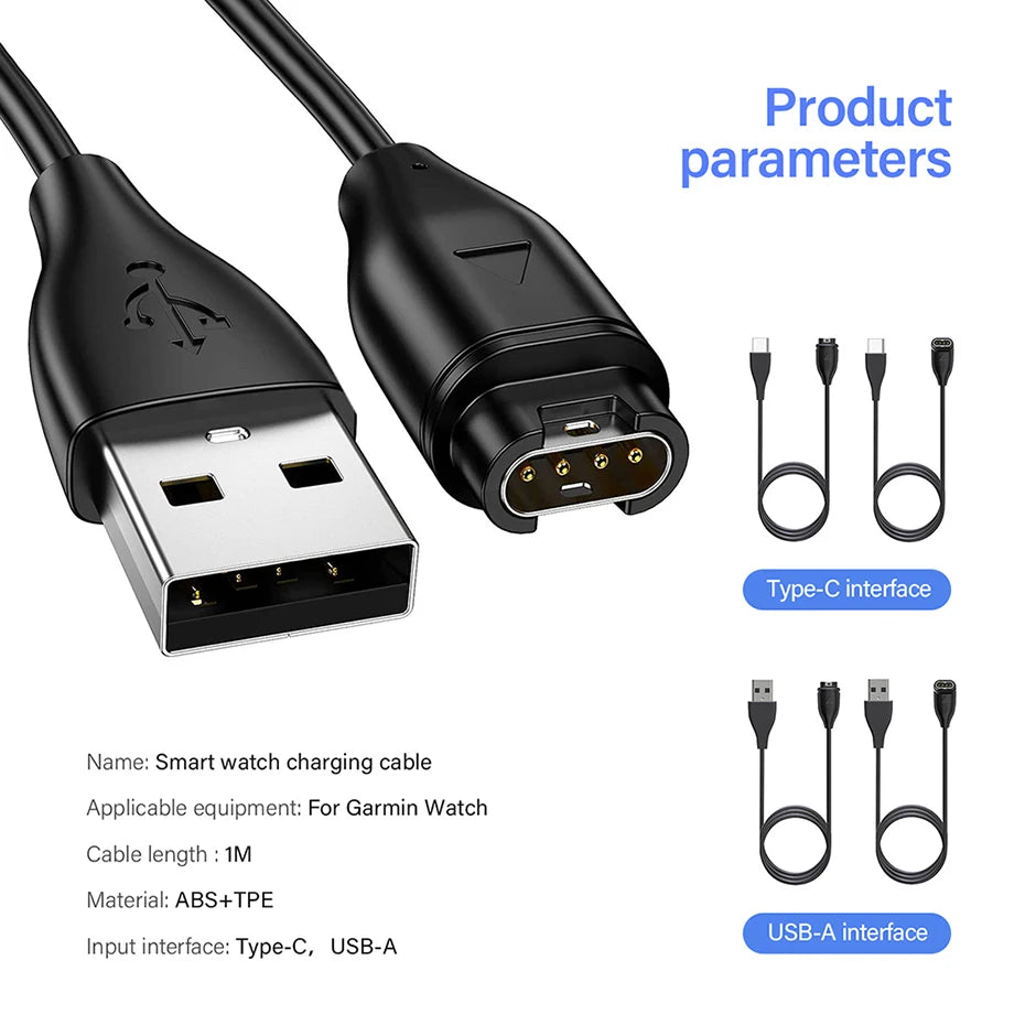 Garmin Charging Cable – Fenix 7/6, Forerunner 265, Instinct 2 Peaceful Pleasures Health and Wellness
