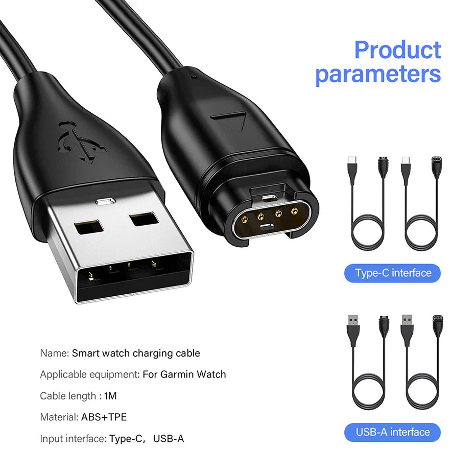 USB Charging Cable for Garmin Fenix 7 6 Forerunner Instinct Vivoactive