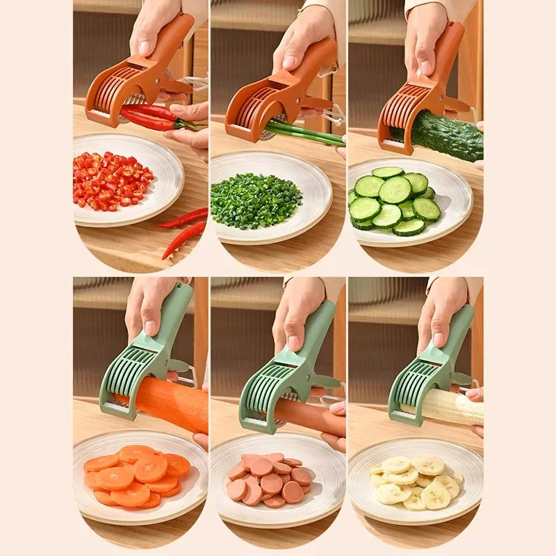 HooFun Kitchen Tools Stainless Steel Vegetable and Fruit Slicer Multi Functional Salad Slicer Kitchen Accessories Peaceful Pleasures Health and Wellness