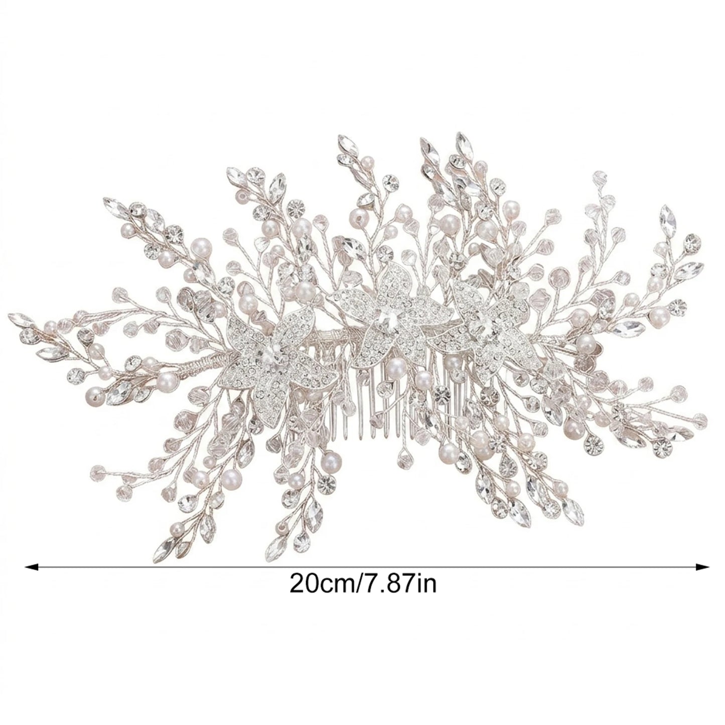 Women Rhinestone Pearl Hair Comb Elegant Alloy Bridal Accessory for Wedding and Formal Events Peaceful Pleasures Health and Wellness