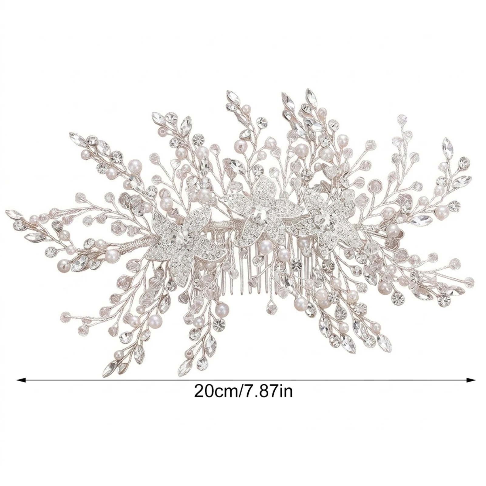 Women Rhinestone Pearl Hair Comb Elegant Alloy Bridal Accessory for Wedding and Formal Events Peaceful Pleasures Health and Wellness