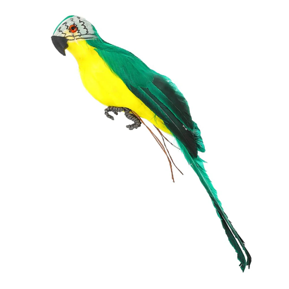 25/35cm Creative Handmade Simulation Parrot Animal Bird Garden Props Decoration Miniature Feather Lawn Doll Ornaments Peaceful Pleasures Health and Wellness green-35CM