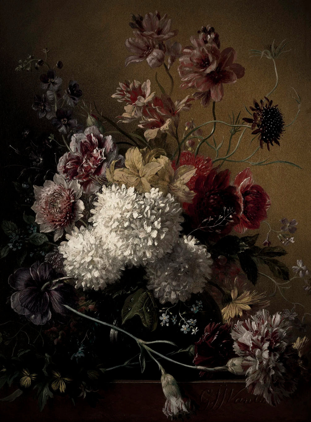 Moody Vintage Floral Series Poster Print Canvas Painting Art Pictures Home for Living Room Bedroom Wall Decor Frameless Peaceful Pleasures Health and Wellness 5 30x40cm Unframed