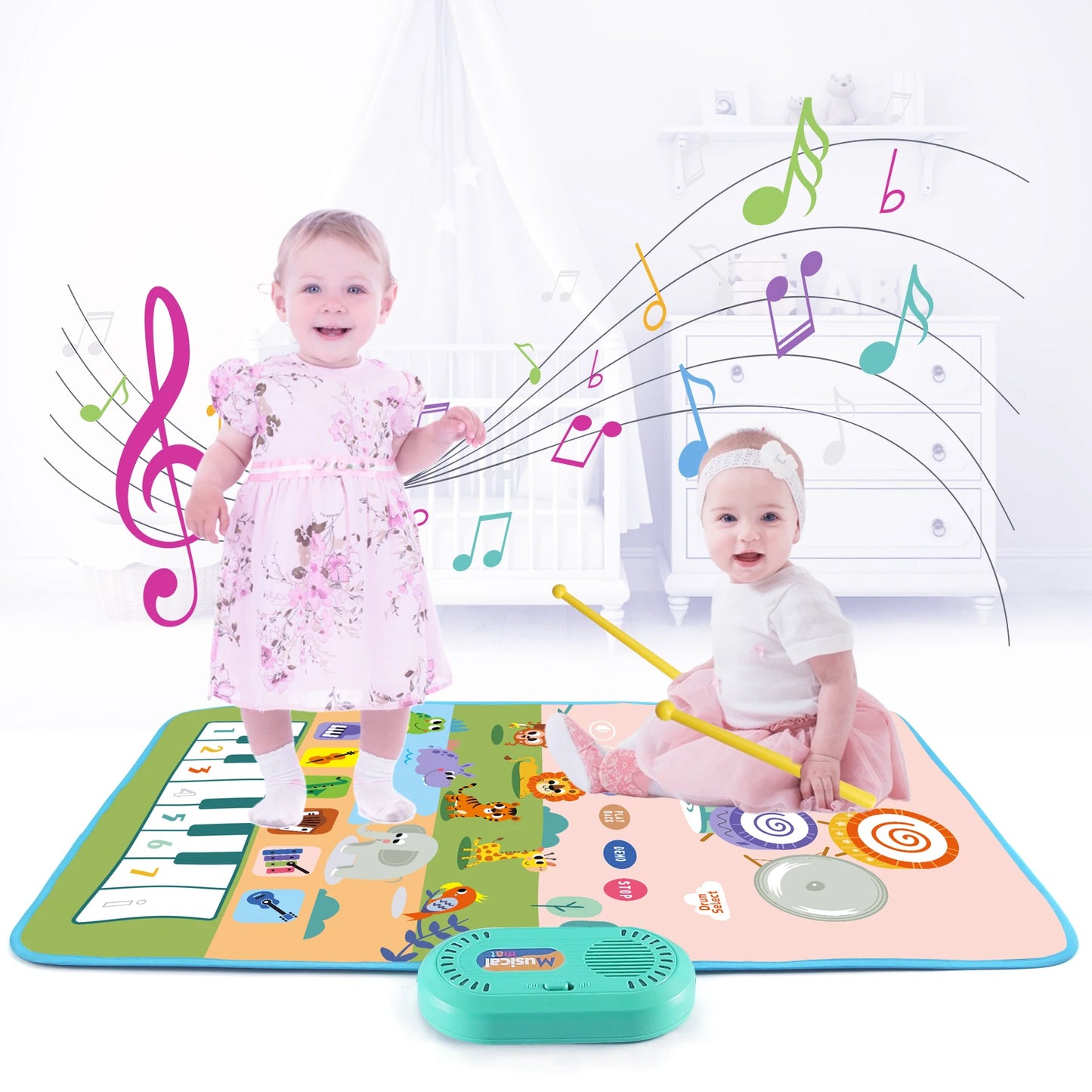 80x50cm Music Play Mat Kids Toddlers Floor Piano Keyboard Drum Toys