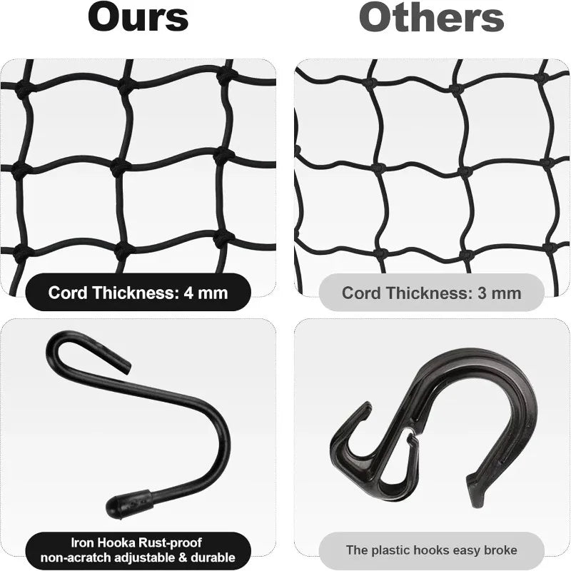 Motorcycle Elastic Cargo Net 40x40cm – Helmet & Luggage Bungee