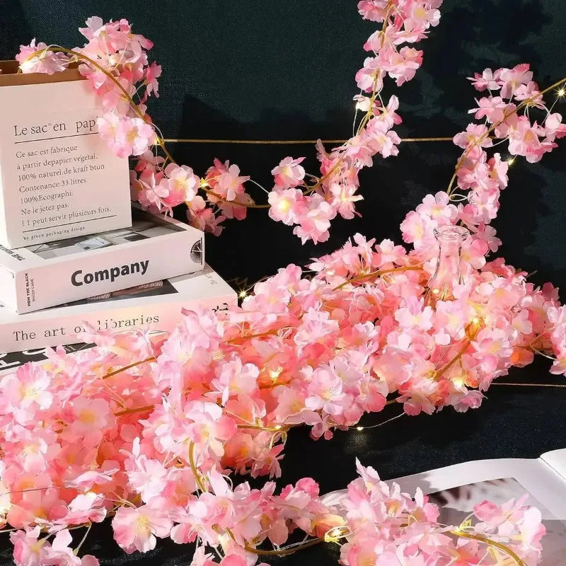 Cherry Blossom String Lights Flower Garland – Wedding & Party Decor
