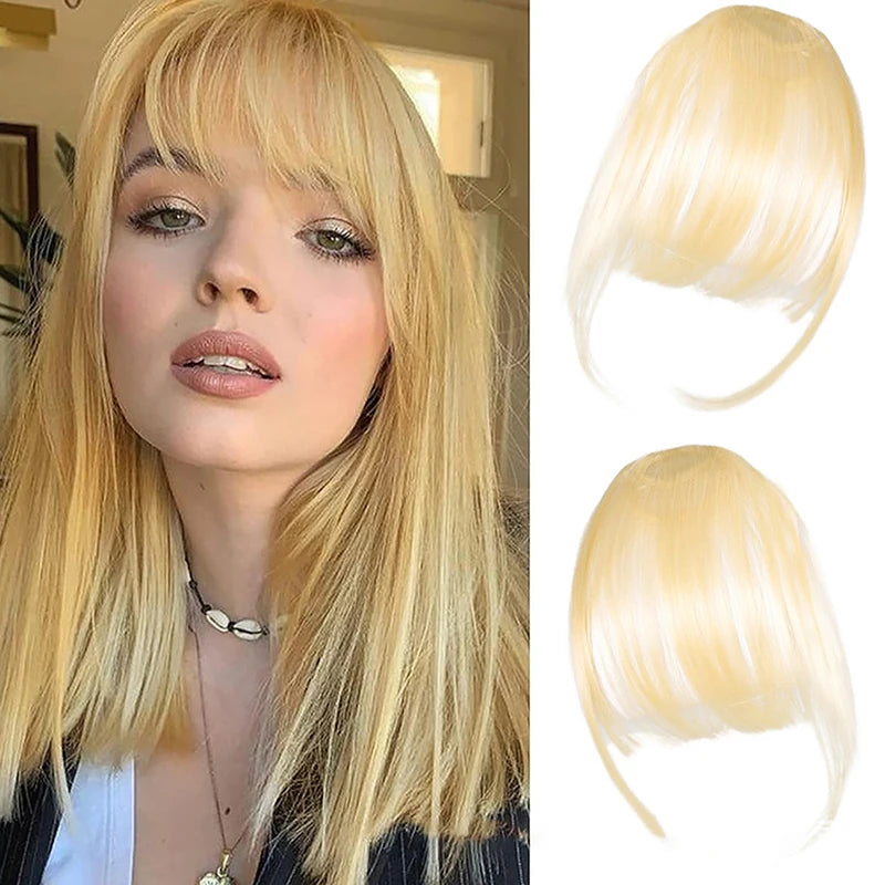 Synthetic Fake Air Bangs Natural Hair Extension Front Fringes Hairpiece Black Brown Clip In Bangs Double Sideburns Hair Styling Peaceful Pleasures Health and Wellness 13