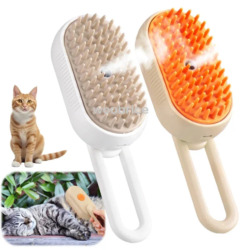 3-in-1 Electric Steam Pet Brush – Cat & Dog Grooming Comb