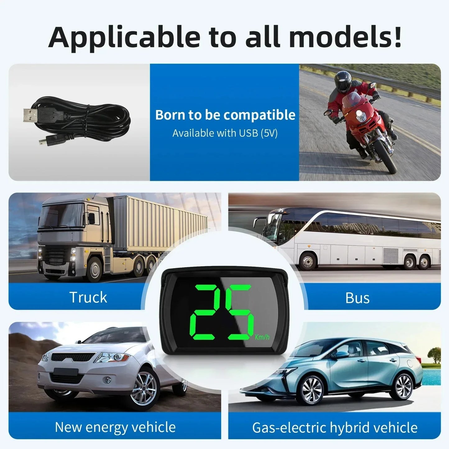 Y03 Professional GPS Speedometer HUD Head-Up Display Digital Car Speed Projection Large Font KM/H Meter Easy Plug and Play Peaceful Pleasures Health and Wellness