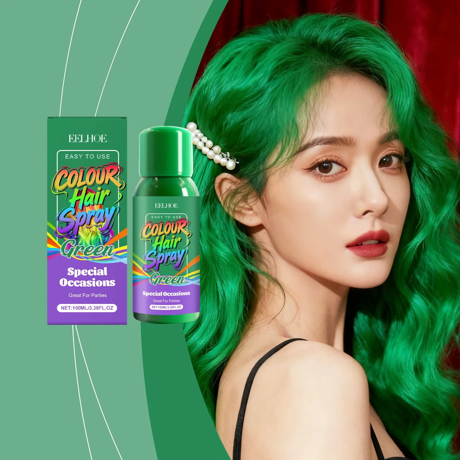 Green Temporary Hair Spray Quickly Create Vibrant Green Hair Color Convenient and Easy to Operate Fashionable Colour Hair Spray Peaceful Pleasures Health and Wellness