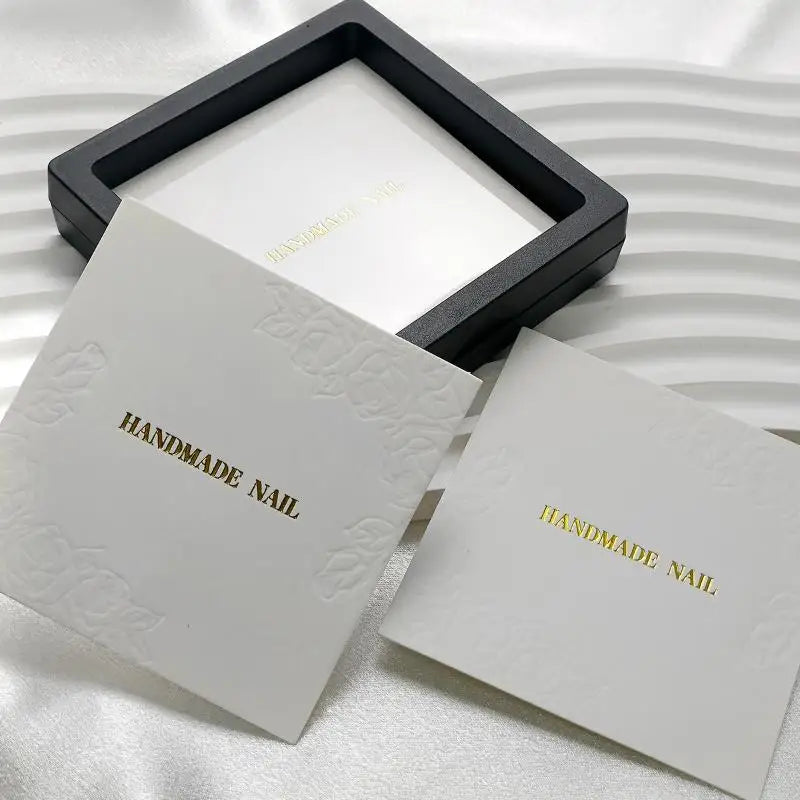 20 Sheets/Bag Press On Nails Packaging Bottom Cards Rose Embossing 75x75mm Handmade False Nail Display Show Card Manicure Tools Peaceful Pleasures Health and Wellness