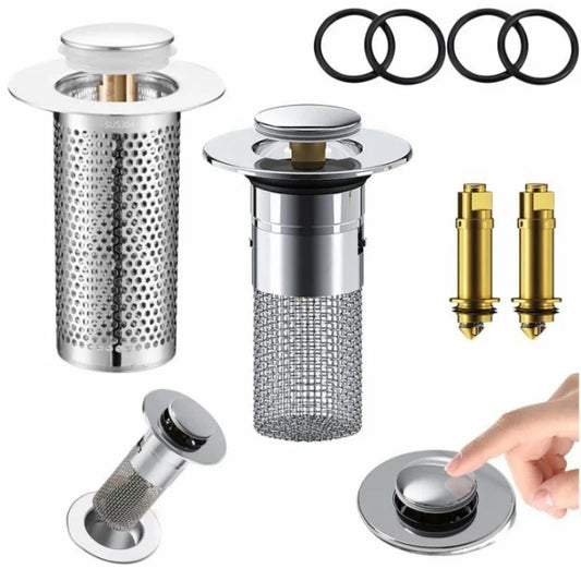 Stainless Steel Pop-Up Drain Stopper | Hair Catcher & Odor Guard Drain Stopper Strainer Oasis Select