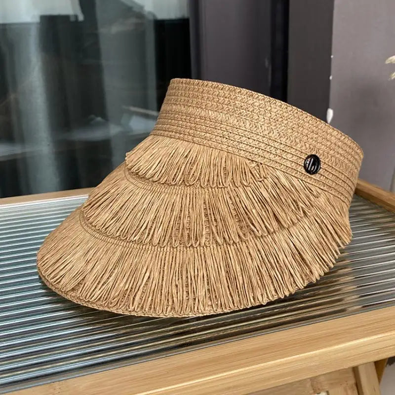 Women's Wide Brim Straw Sun Hat – Fringe Beach Visor
