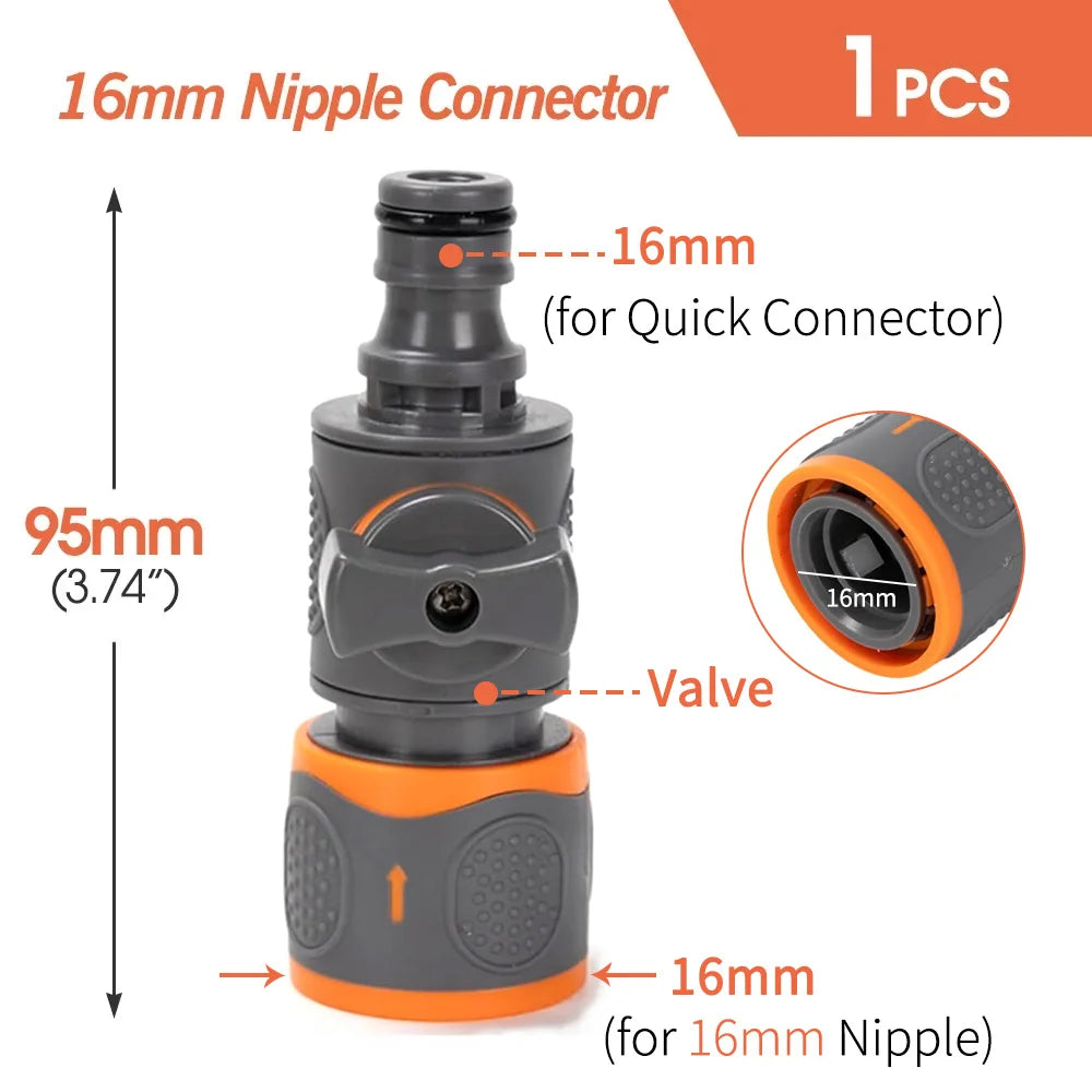 16mm Ball Valve Hose Coupling Joint Extender Connect Repair Adapter Quick Connector for Garden Irrigation Tubing Stop Water Peaceful Pleasures Health and Wellness M to F-1PCS