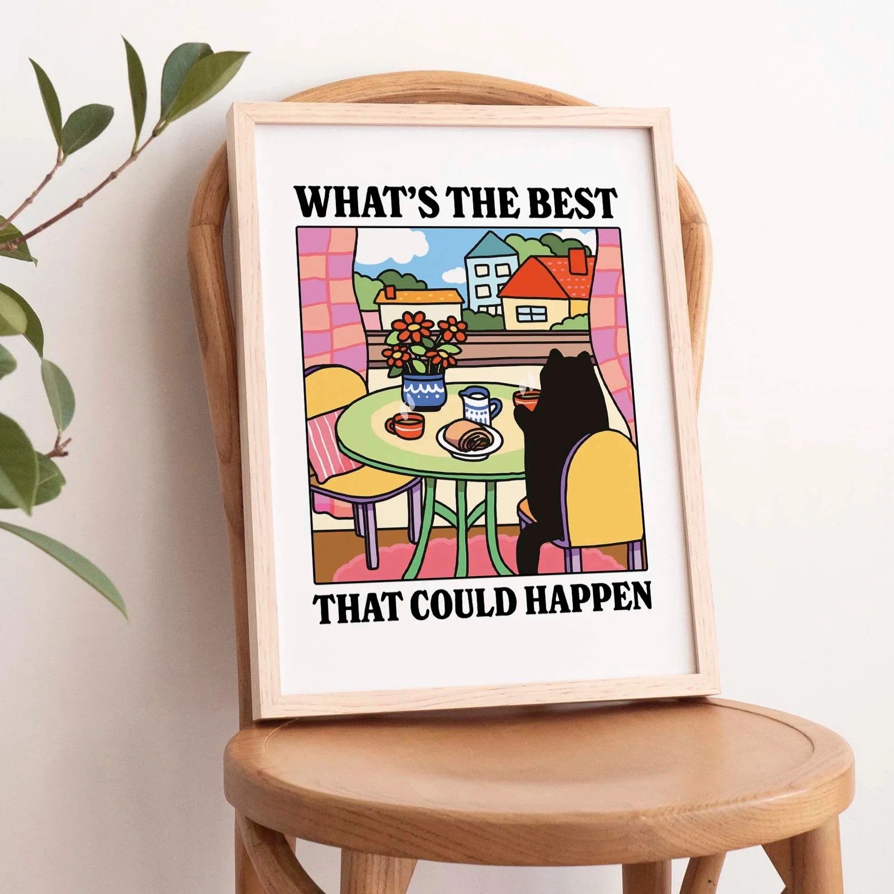 Best That Could Happen Cartoon Cat Wall Art Prints Canvas Painting Poster Picture For Living Children Room Home Decor Gift Peaceful Pleasures Health and Wellness