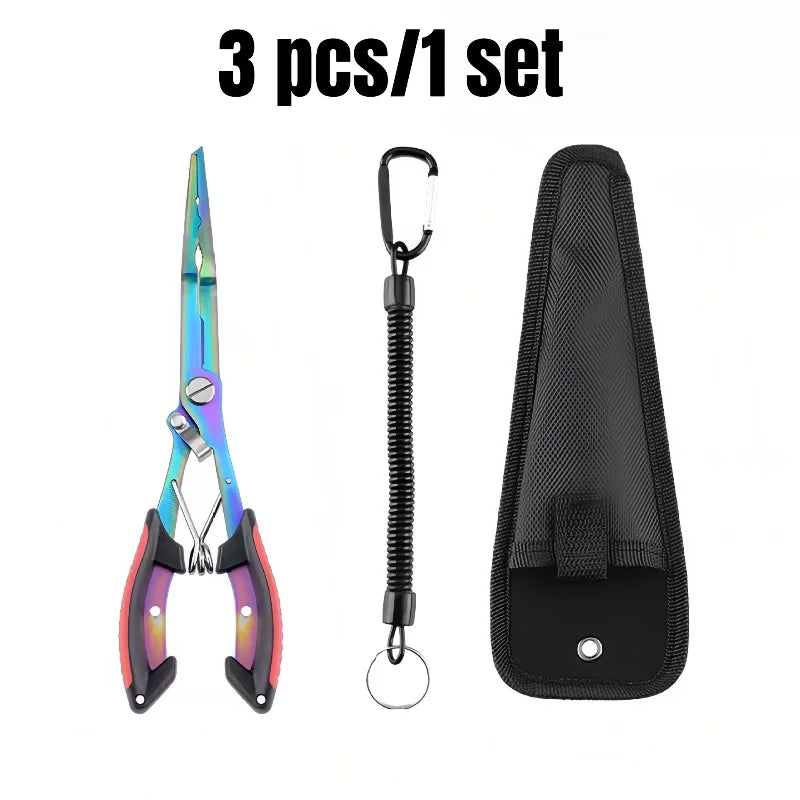 1pc Multi-functional Fishing Pliers Stainless Steel Line Cutter, Portable Split Ring Opener, Fishing Tool Fishing Pliers Fishing Peaceful Pleasures Health and Wellness red 3pcs 1set