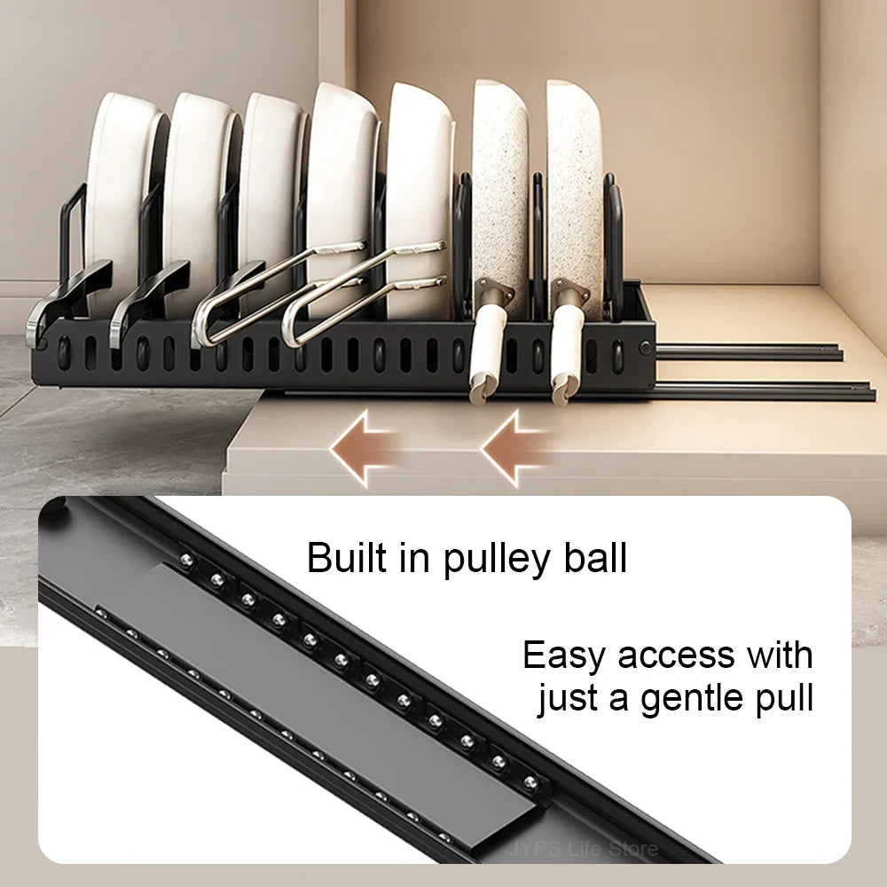 Pull-Out Pots & Pans Organizer | Sliding Cabinet Rack