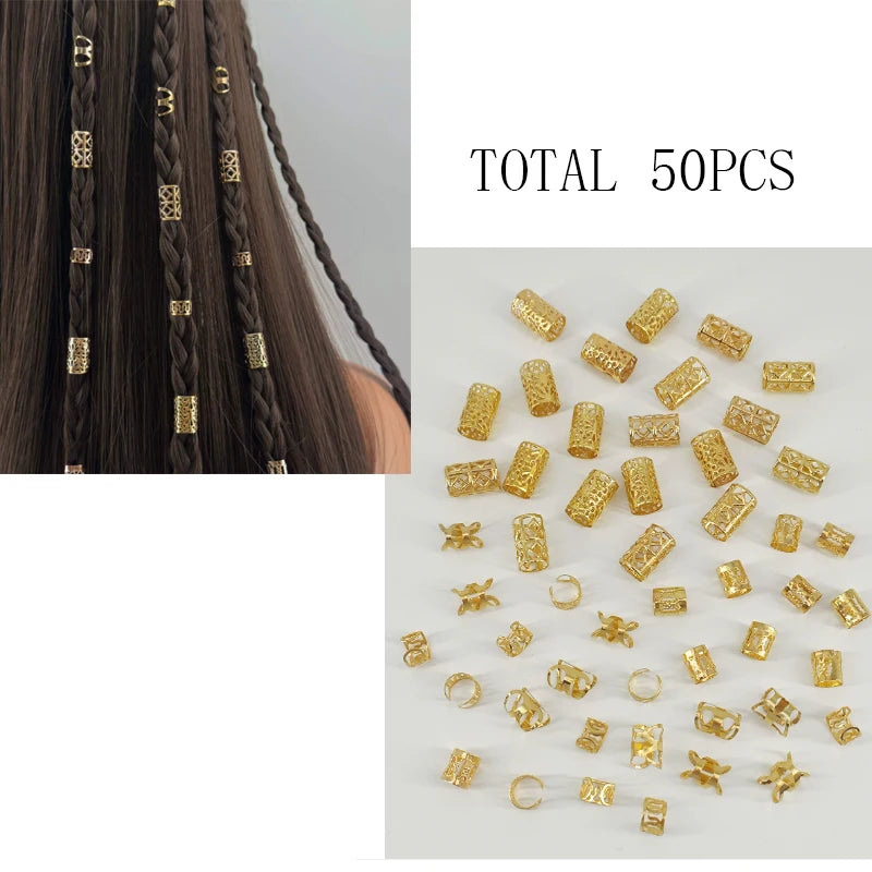 Kid Ponytail Braid Hair Extensions with Curly Ends - Elastic with Butter/ Dreadlock Hair Beads- Protective Hairstyle Detachable Peaceful Pleasures Health and Wellness 50pcs beads