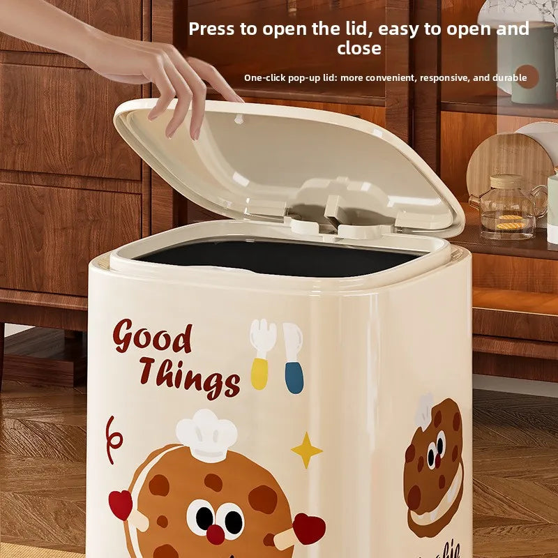 Adorable Waste Bin with Fun Pattern - Double Bucket Design, Anti-Stain & Oil-Resistant, Home Accessory Peaceful Pleasures Health and Wellness
